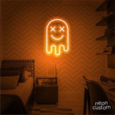 Imagem de luminaria letreiro Neon Led Fantasma 80x50 luminoso decoração p/ selfi