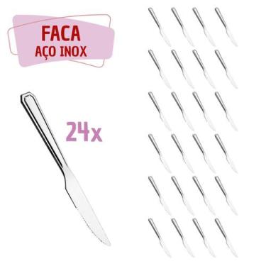 Imagem de Jogo 24 Pçs Faca Reforçada Inox Restaurante / Bar / Casa - PRATICASA, 