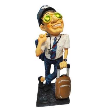 Imagem de Estátua Piloto de Avião em Resina Decoração Escultura 23cm - Gici Deco