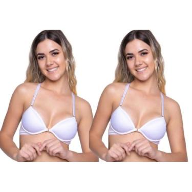 Imagem de Kit 2 Sutiã De Bojo Nadador Liso Abertura Frontal Casual Casual Básico