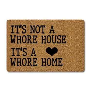 Imagem de FunXiLin Tapete de boas-vindas engraçado para decoração de casa (60 x 40 cm) Capacho monograma tapete de presente de borracha antiderrapante tapetes de entrada (It's a Whore Home)