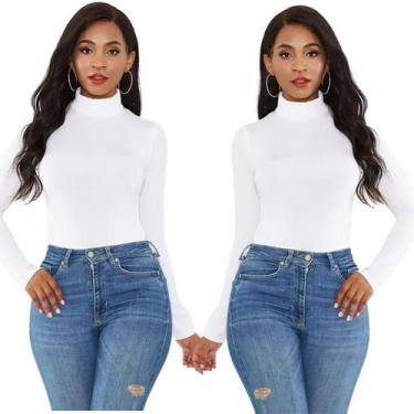 Imagem de Kit 2 Blusa Feminina Cacharrel Justa Manga Longa Gola Alta Basica Frio