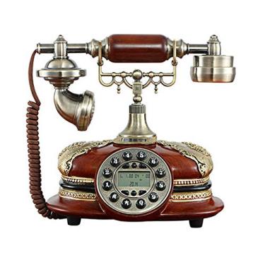 Imagem de TelPal Corded Old Fashion Decoração de telefone fixo antiga 1960, sistema de decoração de telefone para casa com fio, estilo antigo de cerâmica, 3109AB