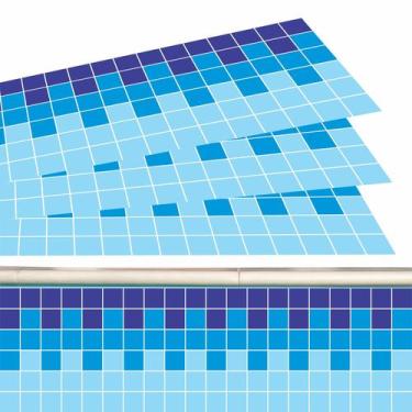 Imagem de Kit 07 Adesivos Piscina Azulejo Mosaico Quadriculado Azul 100x20cm - R