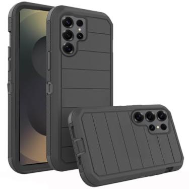 Imagem de Asuwish Capa de celular para Samsung Galaxy S25 Ultra 5G, capa de celular híbrida à prova de choque de grau militar, acessórios para celular S25Ultra 25S S 25 25Ultra feminina preta