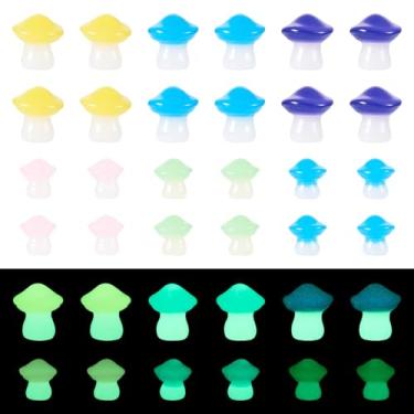 Imagem de Spritewelry 30 peças de decorações de resina luminosa fofo mini ornamento de cogumelo micro paisagem decoração de jardim 8,5-11 mm para acessórios DIY decoração de casa
