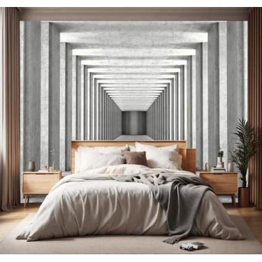 Imagem de YIHWM -3D Cinza Grande Pano de Fundo Papel de Parede Sala de Estar Quarto Banheiro Parede Mural- 231.1 cmx165.1 cm (não descasque nem cole)