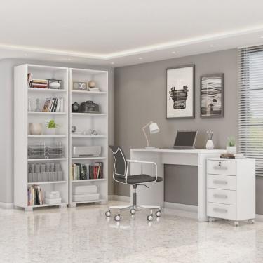 Imagem de Kit 4 Peças com Escrivaninha, Gaveteiro e 2 Estantes Livreiros