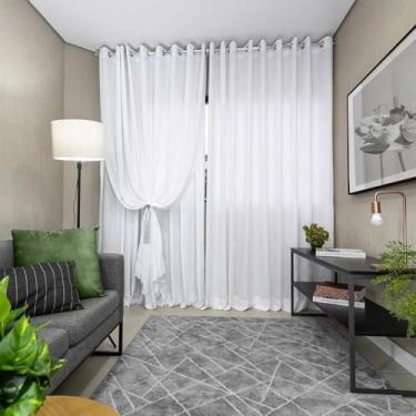 Imagem de CORTINA GAZE DE LINHO COM FORRO PARA VARÃO 4,00x2,60 (BRANCO)