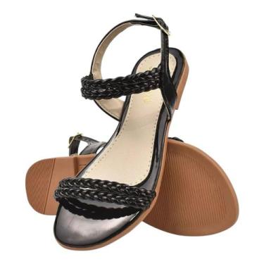 Imagem de Sandália Rasteirinha Feminina Menina Preta - Genérico, 36