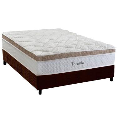 Imagem de Cama Box Casal: Colchão Molas Ensacadas Herval Toronto + Base Crc Suede Brown (138x188)