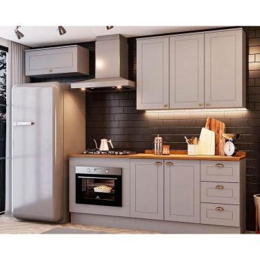 Imagem de Kit Cozinha Completa Americana 6 Portas 3 Gavetas MDF 120cm Cinza com Tampo para Cooktop