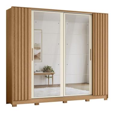 Imagem de Guarda Roupa Jacarandá 8 Espelhos Ripado 2 Espelhos Albatroz Freijó/off White (flex)