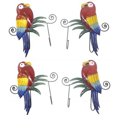Imagem de Gancho Metal Duplo Enfeite Decoraçao Parede Kit 4 Unidades Arara Vermelha Sala Quarto Casa