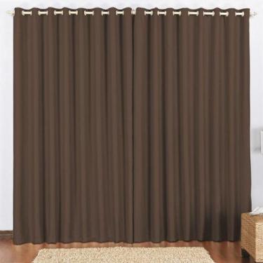 Imagem de Cortina 2M Quarto Escritório Blackout Trilho Suisso Tabaco - Casa Show