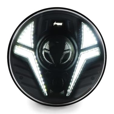 Imagem de HENGTUAOTO Farol De Motocicleta Led 5-3/4" Com Luz Laser E Seta Âmbar Branca, Compatível Sportster Iron 883 Superlow Xl883 Xl1200, Softail Springer, Dyna Street Bob Low Rider