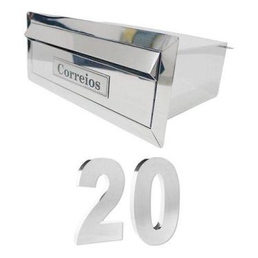 Imagem de Kit Caixa De Correio + 02 Números Residencial De Inox - CASINOX, Cinza