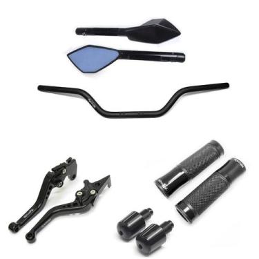 Imagem de Kit Guidão 22mm Manopla v2 TM2 Manete Fazer 150 250 - Stark Race, Pret