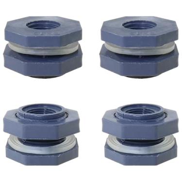 Imagem de Heyous 4 peças de encaixe de anteparo de PVC de 1/2 polegada com junta de vedação de silicone acessórios de conector de tanque de água para barris de chuva, aquários, torneiras