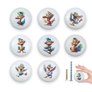 Imagem de Lasyman Puxador de armário de pato fofo de cerâmica de 3,8 cm, 8 peças, puxador de armário de armário para quarto de berçário, puxadores de gaveta de cômoda de animais