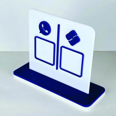 Imagem de Placa em acrilico com 2 qr code para pix cor branco e azul escuro - CR
