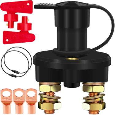 Imagem de MKBKLLJY Interruptor de desconexão de bateria 12 V 24 V 200 A isolador de bateria de carro interruptor de desligamento elétrico com chaves à prova d'água, terminais de anel de cobre SC35-8, chaveiro