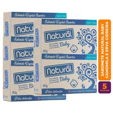 Imagem de Kit c/ 5 Sabonete Vegano Natural Baby Camomila e Erva Cidreira 80g - O