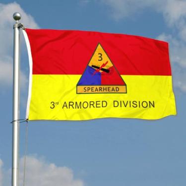 Imagem de Bandeira da 3ª Divisão Blindada da Rekkis, bandeira militar com 2 ilhós de latão para decoração de parede de festa de jardim