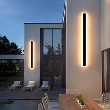 Imagem de Luminária Arandela Preta LED Slim 60cm 25W Luz Quente, Neutra e Fria Parede Interna Ideal para Sala, Quarto ou Home Office Econômica e Decorativa