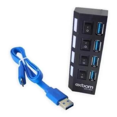 Imagem de Hub Usb 3.0 Turbo Com 4 Portas Com Led Indicador E Botão Interruptor -
