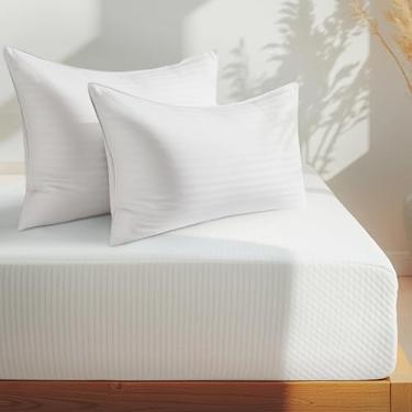 Imagem de Nestl Queen Size Colchão de espuma viscoelástica de chá verde de 30 cm com 2 travesseiros alternativos – Colchão de grafite refrescante em uma caixa e dois travesseiros de algodão macio de 50 x 71 cm