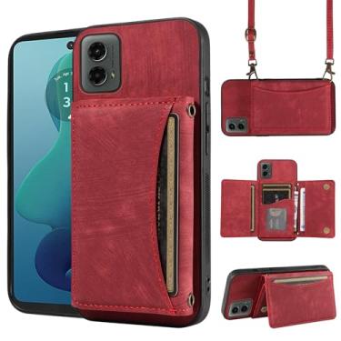 Imagem de Capa de telefone para Motorola Moto G 5G 2024 capa carteira com alça de ombro transversal, suporte fino para cartão de crédito de couro PU, acessórios para celular, bolsa flip para celular G5G 5 G G5
