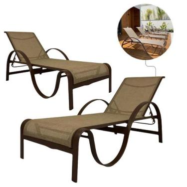 Imagem de Kit 2 Espreguiçadeiras Piscina e Jardim em Alumínio e Tela Sling Lótus