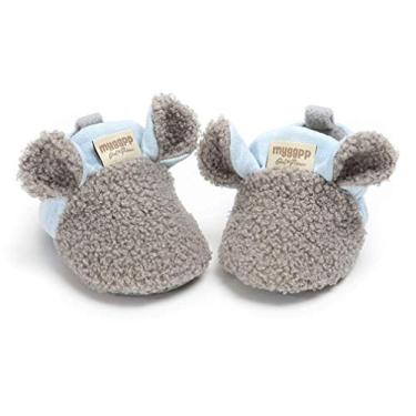 Imagem de Sapatilhas para bebês meninos e meninas da CoKate de pelúcia macia com urso de pata e botas de animais infantis para berço, sapatos de inverno para casa, 01#grey, 6-12 Months Infant