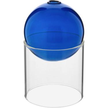 Imagem de Vaso Decorativo Enfeite Casa Esfera Com Suporte Vidro 13x13x13cm Azul