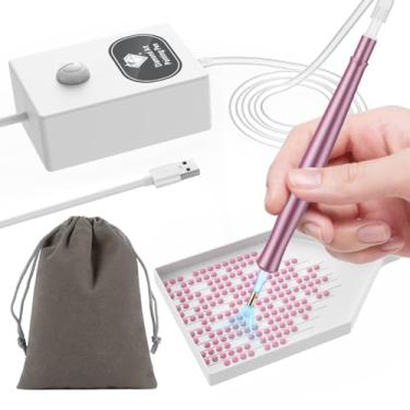 Imagem de Acessórios de arte de diamante elétrico caneta de pintura para adultos - canetas de arte de diamante a vácuo ferramentas diga adeus à cera com kits de bandeja e bolsa organizadora (branca)