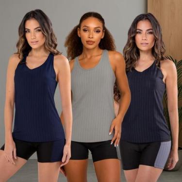Imagem de Kit 3 Regata Dry Fit Feminina Academia Manga Curta Fitness - Blanco St