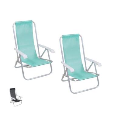 Imagem de Kit 2 Cadeira de Praia Reclinável 4 Posições Alumínio Lazy Sannet Morm