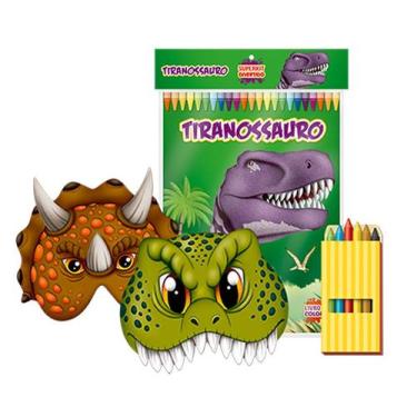 Imagem de Livro Infantil Colorir Super KIT Dinossauros C/ GIZ - Vale das Letras