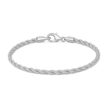 Imagem de Pulseira Cordão Baiano Torcido Folheada Prata 925 2mm - Papillon Semi 