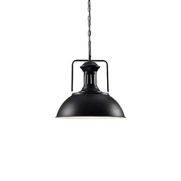 Imagem de Lâmpada suspensa, luminária pendente retrô, ferro forjado com parafuso E27 - iluminação de teto, luz suspensa em forma de tigela de tampa, lustre industrial, abajur cozinha quarto corredor . A