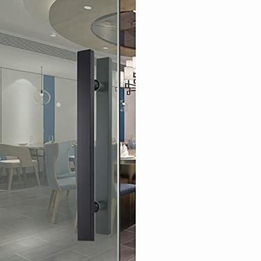 Imagem de Puxador de porta de vidro preto mate espaço central do orifício 300 mm/400 mm escritórios maçaneta da porta de vidro de aço inoxidável restaurante lojas maçaneta da porta de correr/600 mm (preto