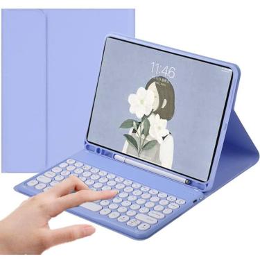 Imagem de Capa de teclado e mouse para Galaxy Tab S6 Lite roxa