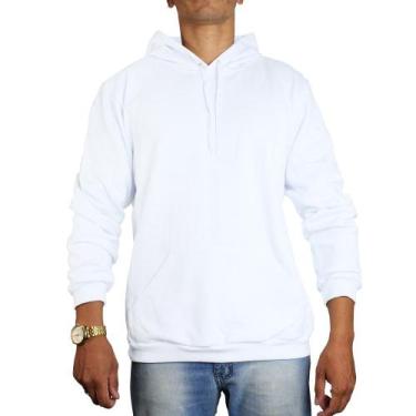 Imagem de Blusa Moletom Unissex Casaco Frio Canguru Capuz - Maviart, Branco, P