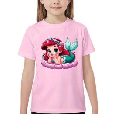 Imagem de Camiseta camisa blusa infantil juvenil ariel - loja dinka, 6, Rosa