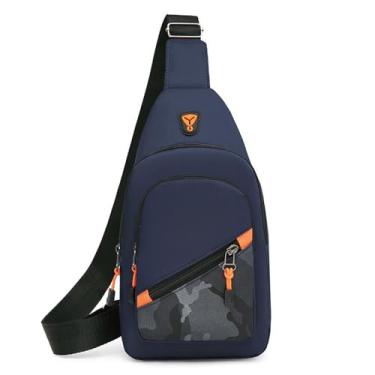 Imagem de Mochila tiracolo de ombro, mochila esportiva leve para caminhadas, bolsa de ombro com bolso frontal camuflado, Azul, Large, Azul
