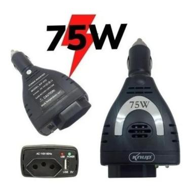 Imagem de Inversor veicular 12v para 110v 75watts - Enviamos no mesmo dia - Knup