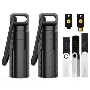 Imagem de Capa de transporte de liga de alumínio compatível com Ledger Nano X/S Plus YubiKey USB 5 5C NFC Nano, à prova d'água e à prova de choque, armazenamento de dispositivo com drive USB, capa segura para