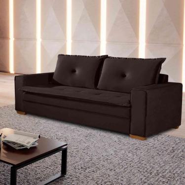 Imagem de Sofá Fixo De 3 Lugares Unique 2,10m - Tudo De Móveis Marrom