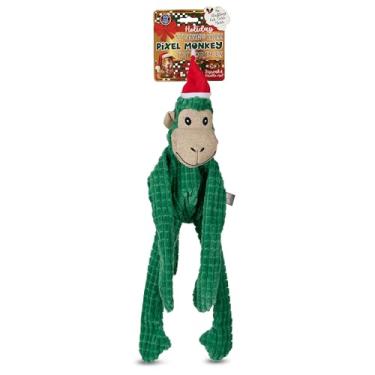 Imagem de Bow Wow Pet Brinquedo de pelúcia para cachorro de pelúcia sem enchimento de macaco enrugado de Natal